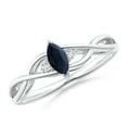 thumbnail image 1 of ANGARA Natural Blue Sapphire Engagement Ring with Diamonds in 14K White Gold for Women (Size-6x3mm) | September Birthstone, Anniversary, Jewelry Gift for Women | Natural Sapphire Ring, 1 of 10