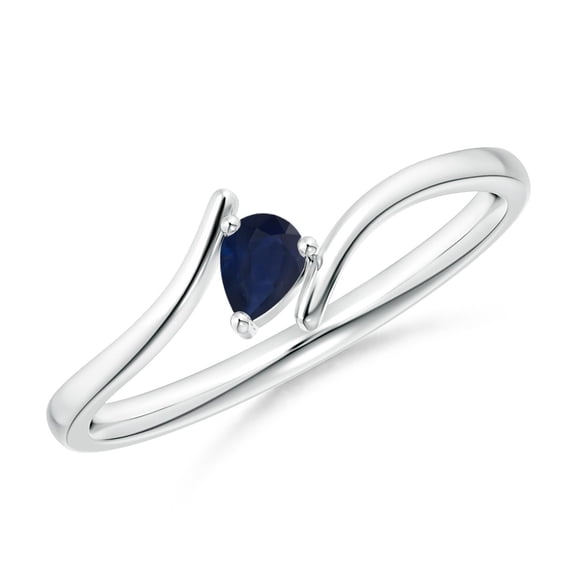 ANGARA Natural Bypass Pear-Shaped Blue Sapphire Ring in 14K White Gold for Women (Size-4x3mm) | September Birthstone, Birthday, Anniversary, Jewelry Gift for Women | Natural Blue Sapphire Ring
