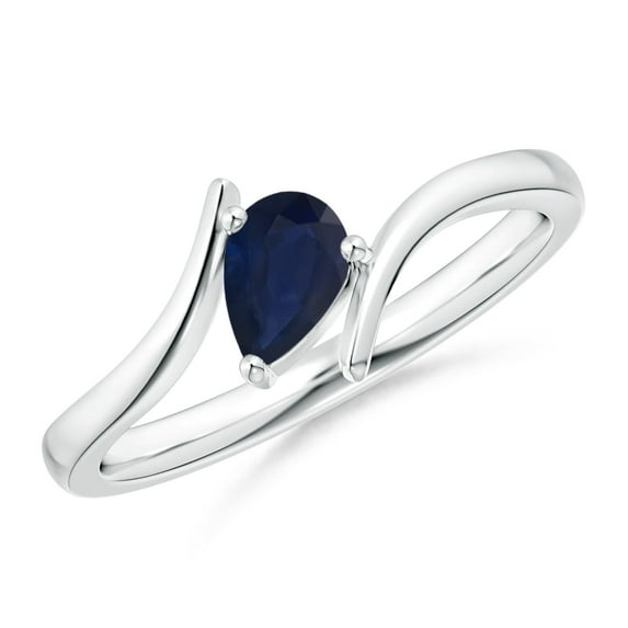 ANGARA Natural Bypass Pear-Shaped Blue Sapphire Ring in 14K White Gold for Women (Size-6x4mm) | September Birthstone, Birthday, Anniversary, Jewelry Gift for Women | Natural Blue Sapphire Ring