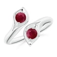 thumbnail image 1 of ANGARA Natural Calla Lily Two Stone Ruby Ring in 14K White Gold for Women (Size-4mm) | July Birthstone, Birthday, Anniversary, Jewelry Gift for Women | Natural Ruby Ring, 1 of 10
