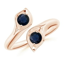 ANGARA Natural Calla Lily Two Stone Sapphire Ring in 14K Rose Gold for Women (Size-4mm) | September Birthstone, Birthday, Anniversary, Jewelry Gift for Women | Natural Blue Sapphire Ring