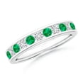 thumbnail image 1 of ANGARA Natural Channel Set Emerald and Diamond Semi Eternity Ring in 14K White Gold for Women (Size-2.5mm) | May Birthstone, Birthday, Anniversary, Jewelry Gift for Women | Natural Emerald Ring, 1 of 9