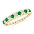 thumbnail image 1 of ANGARA Natural Channel Set Emerald and Diamond Semi Eternity Ring in 14K Yellow Gold for Women (Size-2.5mm) | May Birthstone, Birthday, Anniversary, Jewelry Gift for Women | Natural Emerald Ring, 1 of 9