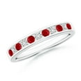 thumbnail image 1 of ANGARA Natural Channel Set Ruby and Diamond Semi Eternity Ring in 14K White Gold for Women (Size-2.1mm) | July Birthstone Jewelry for Her | Natural Ruby Rings, 1 of 9
