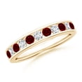 thumbnail image 1 of ANGARA Natural Channel Set Ruby and Diamond Semi Eternity Ring in 14K Yellow Gold for Women (Size-2.5mm) | July Birthstone Jewelry for Her | Natural Ruby Rings, 1 of 9