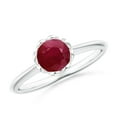 thumbnail image 1 of ANGARA Natural Classic Bezel-Set Round 1 ct Ruby Floral Engagement Ring in 14K White Gold for Women (Size-6mm) | July Birthstone, Birthday, Anniversary, Jewelry Gift for Women | Natural Ruby Ring, 1 of 9