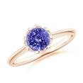 thumbnail image 1 of ANGARA Natural Classic Bezel-Set Round Tanzanite Floral Engagement Ring in 14K Rose Gold for Women (Size-6mm) | December Birthstone, Anniversary, Jewelry Gift for Women | Natural Tanzanite Ring, 1 of 9