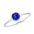 thumbnail image 1 of ANGARA Natural Classic Bezel-Set Round Tanzanite Floral Engagement Ring in 14K White Gold for Women (Size-5mm) | December Birthstone, Anniversary, Jewelry Gift for Women | Natural Tanzanite Ring, 1 of 8