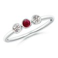 thumbnail image 1 of ANGARA Natural Classic Bezel-Set Ruby and Diamond Three Stone Ring in 14K White Gold for Women (Size-3mm) | July Birthstone Jewelry for Her | Natural Ruby Rings, 1 of 8