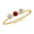 thumbnail image 1 of ANGARA Natural Classic Bezel-Set Ruby and Diamond Three Stone Ring in 14K Yellow Gold for Women (Size-3mm) | July Birthstone, Birthday, Anniversary, Jewelry Gift for Women | Natural Ruby Ring, 1 of 7