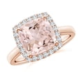 thumbnail image 1 of ANGARA Natural Classic Cushion 2.7 ct Morganite Halo Engagement Ring in 14K Rose Gold for Women | Birthday, Anniversary, Jewelry Gift for Women | Natural Morganite Ring, 1 of 8