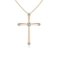 thumbnail image 1 of ANGARA Natural Classic Diamond Budded Cross Pendant in 14K Rose Gold for Women (Size-1.9mm| Color-K| Clarity-I3) | April Birthstone, Anniversary, Jewelry Gift for Women | Natural Diamond Necklace, 1 of 7