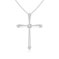thumbnail image 1 of ANGARA Natural Classic Diamond Budded Cross Pendant in 14K White Gold for Women (Size-2.1mm| Color-H| Clarity-SI2) | April Birthstone, Anniversary, Jewelry Gift for Women | Natural Diamond Necklace, 1 of 8