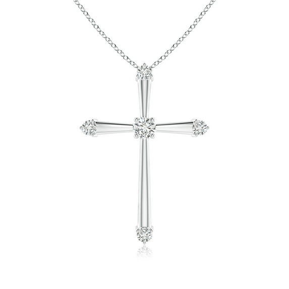 ANGARA Natural Classic Diamond Budded Cross Pendant in 14K White Gold for Women (Size-2.1mm| Color-H| Clarity-SI2) | April Birthstone, Anniversary, Jewelry Gift for Women | Natural Diamond Necklace