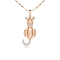 ANGARA Natural Classic Diamond Cat Pendant in 14K Rose Gold for Women (Size-1.1mm | Color-G | Clarity-VS2) | April Birthstone, Birthday, Anniversary, Jewelry Gift for Women | Natural Diamond Necklace