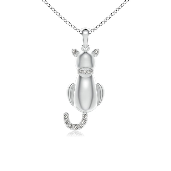 ANGARA Natural Classic Diamond Cat Pendant in 925 Sterling Silver for Women (Size-1.1mm| Color-K| Clarity-I3) | April Birthstone, Anniversary, Jewelry Gift for Women | Natural Diamond Necklace
