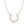 thumbnail image 1 of ANGARA Natural Classic Diamond Horseshoe Necklace in 14K Rose Gold for Women (Size-1.2mm| Color-H| Clarity-SI2) | April Birthstone, Anniversary, Jewelry Gift for Women | Natural Diamond Necklace, 1 of 7