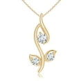 thumbnail image 1 of ANGARA Natural Classic Diamond Leaf and Vine Pendant in 14K Yellow Gold for Women (Size-2.8mm| Color-G| Clarity-VS2) | April Birthstone, Anniversary, Jewelry Gift for Women | Natural Diamond Necklace, 1 of 7