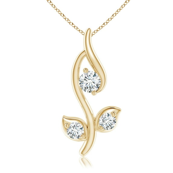 ANGARA Natural Classic Diamond Leaf and Vine Pendant in 14K Yellow Gold for Women (Size-2.8mm| Color-G| Clarity-VS2) | April Birthstone, Anniversary, Jewelry Gift for Women | Natural Diamond Necklace