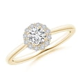 thumbnail image 1 of ANGARA Natural Classic Diamond Scalloped Halo Ring in 14K Yellow Gold for Women (Size-4.5mm| Color-H| Clarity-SI2) | April Birthstone, Anniversary, Jewelry Gift for Women | Natural Diamond Ring, 1 of 9