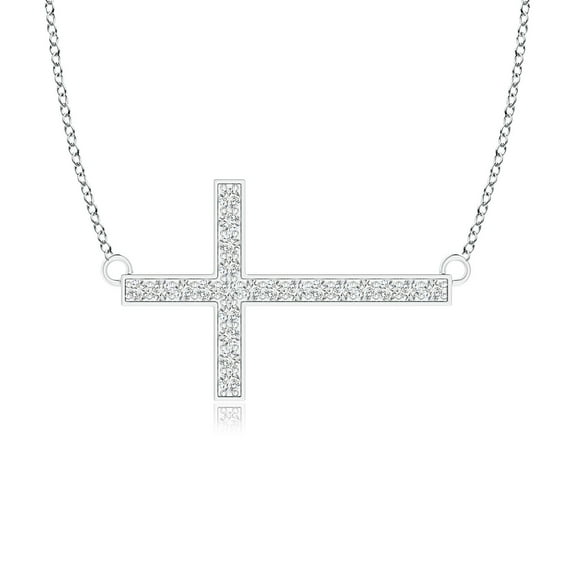 ANGARA Natural Classic Diamond Sideways Cross Necklace in 14K White Gold for Women (Size-1mm| Color-H| Clarity-SI2) | April Birthstone, Anniversary, Jewelry Gift for Women | Natural Diamond Necklace