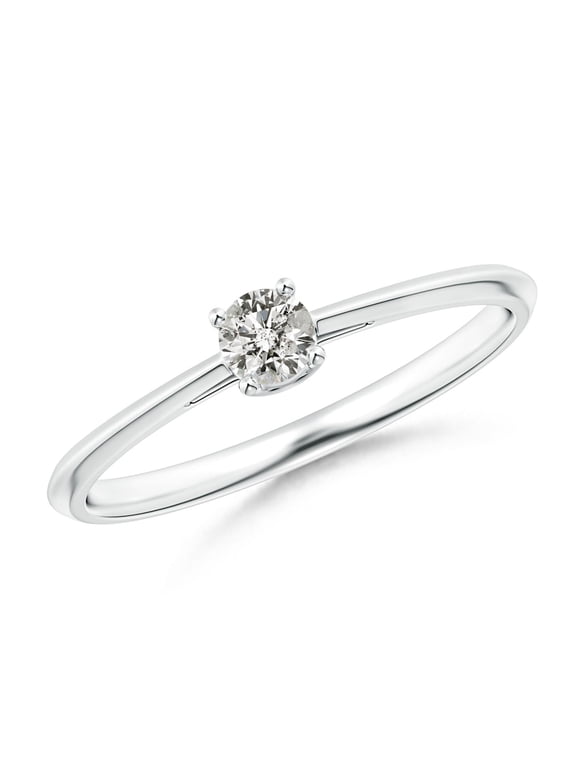 Natural Classic Diamond Solitaire Engagement Ring in 14K White Gold for Women (Size-3.4mm| Color-K| Clarity-I3) | April Birthstone, Anniversary, Jewelry Gift for Women | Natural Diamond Ring