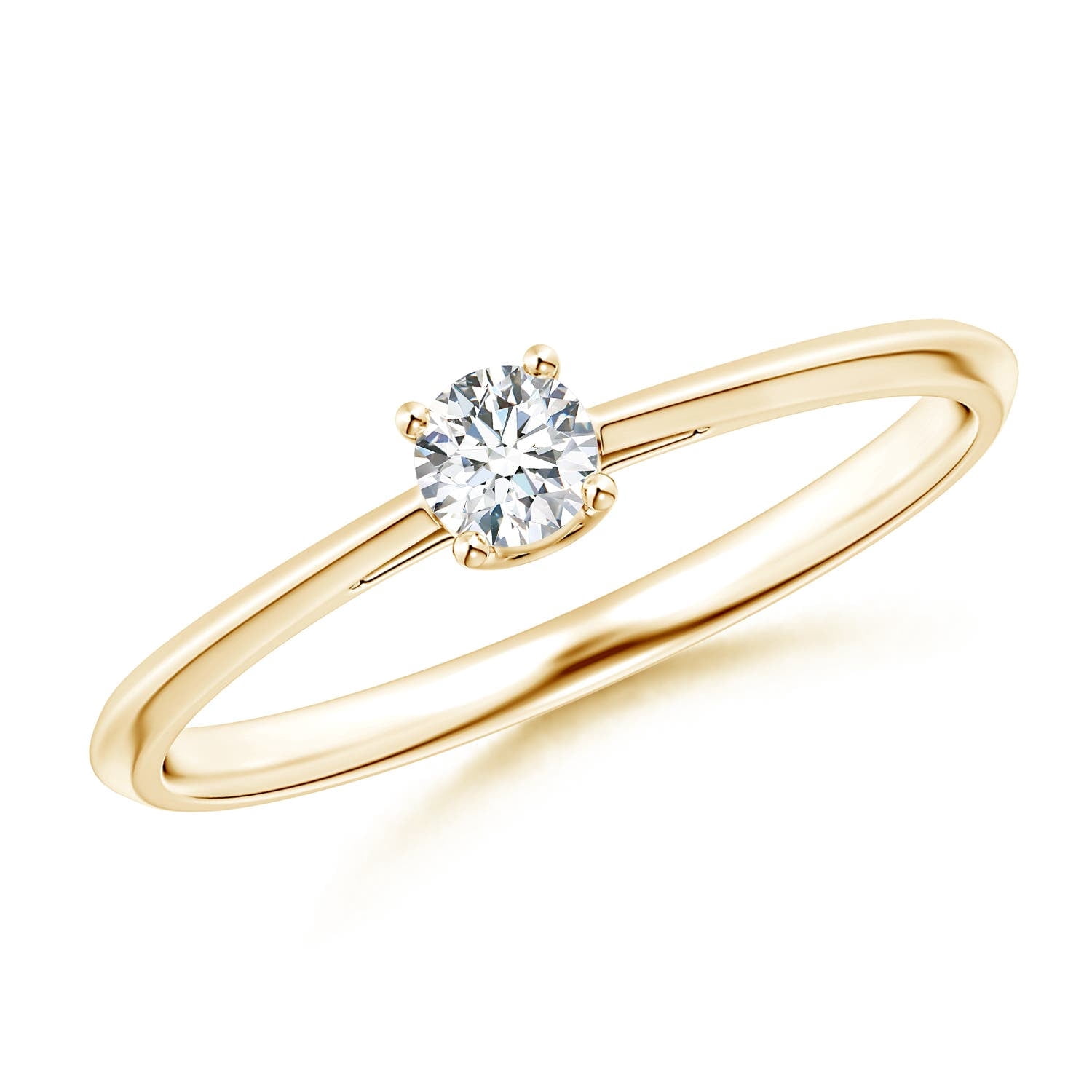 ANGARA Natural Classic Diamond Solitaire Engagement Ring in 14K Yellow Gold for Women (Size-3.4mm| Color-G| Clarity-VS2) |  Natural Diamond Ring, (Ring Size = 6)