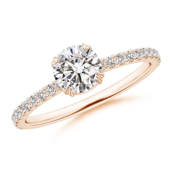 ANGARA Natural Classic Diamond Solitaire Ring in 14K Rose Gold for Women (Size-5.5mm| Color-I-J| Clarity-I1-I2) | April Birthstone, Anniversary, Jewelry Gift for Women | Natural Diamond Ring