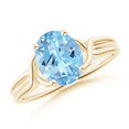 thumbnail image 1 of ANGARA Natural Classic Oval 1.5 ct Aquamarine Criss-Cross Cocktail Ring in 14K Yellow Gold for Women (Size-9x7mm) | March Birthstone, Anniversary, Jewelry Gift for Women | Natural Aquamarine Ring, 1 of 9
