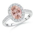 thumbnail image 1 of ANGARA Natural Classic Oval 1.65 ct Morganite Halo Ring with Diamond Accents in 14K White Gold for Women | Birthday, Anniversary, Jewelry Gift for Women | Natural Morganite Ring, 1 of 11