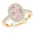thumbnail image 1 of ANGARA Natural Classic Oval 1.65 ct Morganite Halo Ring with Diamond Accents in 14K Yellow Gold for Women | Birthday, Anniversary, Jewelry Gift for Women | Natural Morganite Ring, 1 of 11
