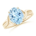 thumbnail image 1 of ANGARA Natural Classic Oval 2.2 ct Aquamarine Criss-Cross Cocktail Ring in 14K Yellow Gold for Women (Size-10x8mm) | March Birthstone, Anniversary, Jewelry Gift for Women | Natural Aquamarine Ring, 1 of 10