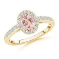 thumbnail image 1 of ANGARA Natural Classic Oval Morganite Halo Ring with Diamond Accents in 14K Yellow Gold for Women | Birthday, Anniversary, Jewelry Gift for Women | Natural Morganite Ring, 1 of 11