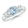 thumbnail image 1 of ANGARA Natural Classic Round 1.12 ct Aquamarine and Diamond Three Stone Ring in 14K White Gold for Women (Size-7mm) | March Birthstone, Anniversary, Jewelry Gift for Women | Natural Aquamarine Ring, 1 of 9