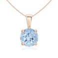 thumbnail image 1 of ANGARA Natural Classic Round 1.12 ct Aquamarine Solitaire Pendant in 14K Rose Gold for Women (Size-7mm) | March Birthstone, Birthday, Anniversary, Jewelry Gift for Women | Natural Aquamarine Necklace, 1 of 9