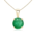 thumbnail image 1 of ANGARA Natural Classic Round 1.2 ct Emerald Solitaire Pendant in 14K Yellow Gold for Women (Size-7mm) | May Birthstone, Birthday, Anniversary, Jewelry Gift for Women | Natural Emerald Necklace, 1 of 9