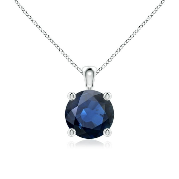 ANGARA Natural Classic Round 1.6 ct Blue Sapphire Solitaire Pendant in 14K White Gold for Women (Size-7mm) | September Birthstone, Anniversary, Jewelry Gift for Women | Natural Blue Sapphire Necklace