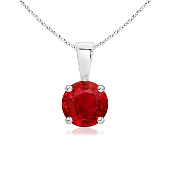 ANGARA Natural Classic Round 1 ct Ruby Solitaire Pendant in 925 Sterling Silver for Women (Size-6mm) | July Birthstone, Birthday, Anniversary, Jewelry Gift for Women | Natural Ruby Necklace