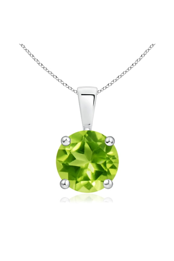 Natural Classic Round 2 ct Peridot Solitaire Pendant in 14K White Gold for Women (Size-8mm) | August Birthstone, Birthday, Anniversary, Jewelry Gift for Women | Natural Peridot Necklace