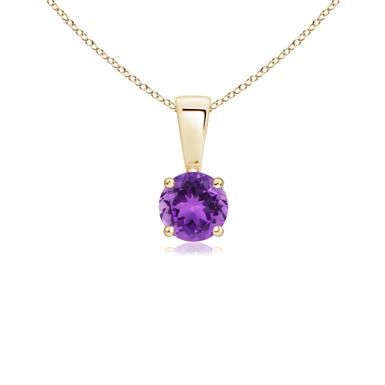 Angara Natural Amethyst Trillion Pendant Necklace - Sterling Silver, 8x6mm, With 18" Chain - View #12