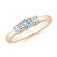 thumbnail image 1 of ANGARA Natural Classic Round Aquamarine and Diamond Three Stone Ring in 14K Rose Gold for Women (Size-4mm) | March Birthstone, Birthday, Anniversary, Jewelry Gift for Women | Natural Aquamarine Ring, 1 of 7