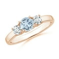 thumbnail image 1 of ANGARA Natural Classic Round Aquamarine and Diamond Three Stone Ring in 14K Rose Gold for Women (Size-5mm) | March Birthstone, Birthday, Anniversary, Jewelry Gift for Women | Natural Aquamarine Ring, 1 of 7