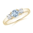 thumbnail image 1 of ANGARA Natural Classic Round Aquamarine and Diamond Three Stone Ring in 14K Yellow Gold for Women (Size-5mm) | March Birthstone, Anniversary, Jewelry Gift for Women | Natural Aquamarine Ring, 1 of 7