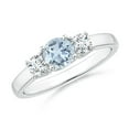 thumbnail image 1 of ANGARA Natural Classic Round Aquamarine and Diamond Three Stone Ring in 925 Sterling Silver for Women (Size-5mm) | March Birthstone, Anniversary, Jewelry Gift for Women | Natural Aquamarine Ring, 1 of 7