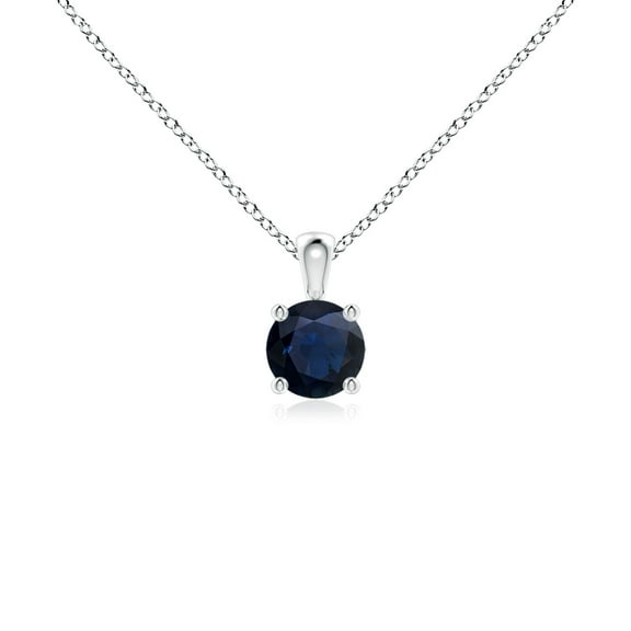 ANGARA Natural Classic Round Blue Sapphire Solitaire Pendant in 925 Sterling Silver for Women (Size-4mm) | September Birthstone, Anniversary, Jewelry Gift for Women | Natural Blue Sapphire Necklace
