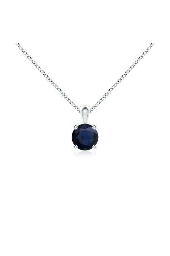 Natural Classic Round Blue Sapphire Solitaire Pendant in 925 Sterling Silver for Women (Size-4mm) | September Birthstone, Anniversary, Jewelry Gift for Women | Natural Blue Sapphire Necklace