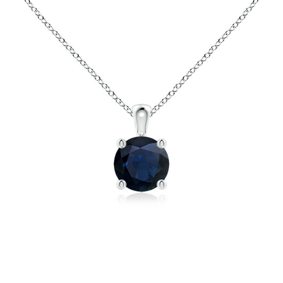 ANGARA Natural Classic Round Blue Sapphire Solitaire Pendant in 925 Sterling Silver for Women (Size-5mm) | September Birthstone, Anniversary, Jewelry Gift for Women | Natural Blue Sapphire Necklace