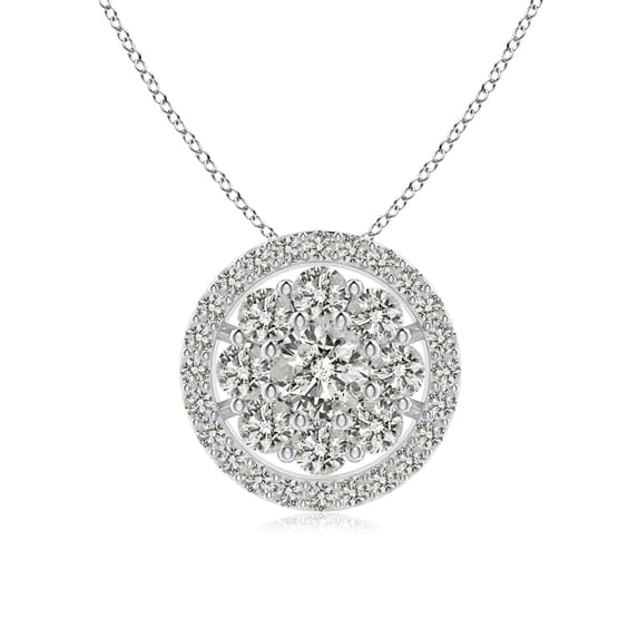 ANGARA Natural Classic Round Cluster Diamond Pendant in 14K White Gold for Women (Size-4.4mm| Color-K| Clarity-I3) | April Birthstone, Anniversary, Jewelry Gift for Women | Natural Diamond Necklace