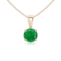 ANGARA Natural Classic Round Emerald Solitaire Pendant in 14K Rose Gold for Women (Size-5mm) | May Birthstone, Birthday, Anniversary, Jewelry Gift for Women | Natural Emerald Necklace