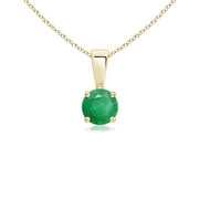ANGARA Natural Classic Round Emerald Solitaire Pendant in 14K Yellow Gold for Women (Size-4mm) | May Birthstone, Birthday, Anniversary, Jewelry Gift for Women | Natural Emerald Necklace